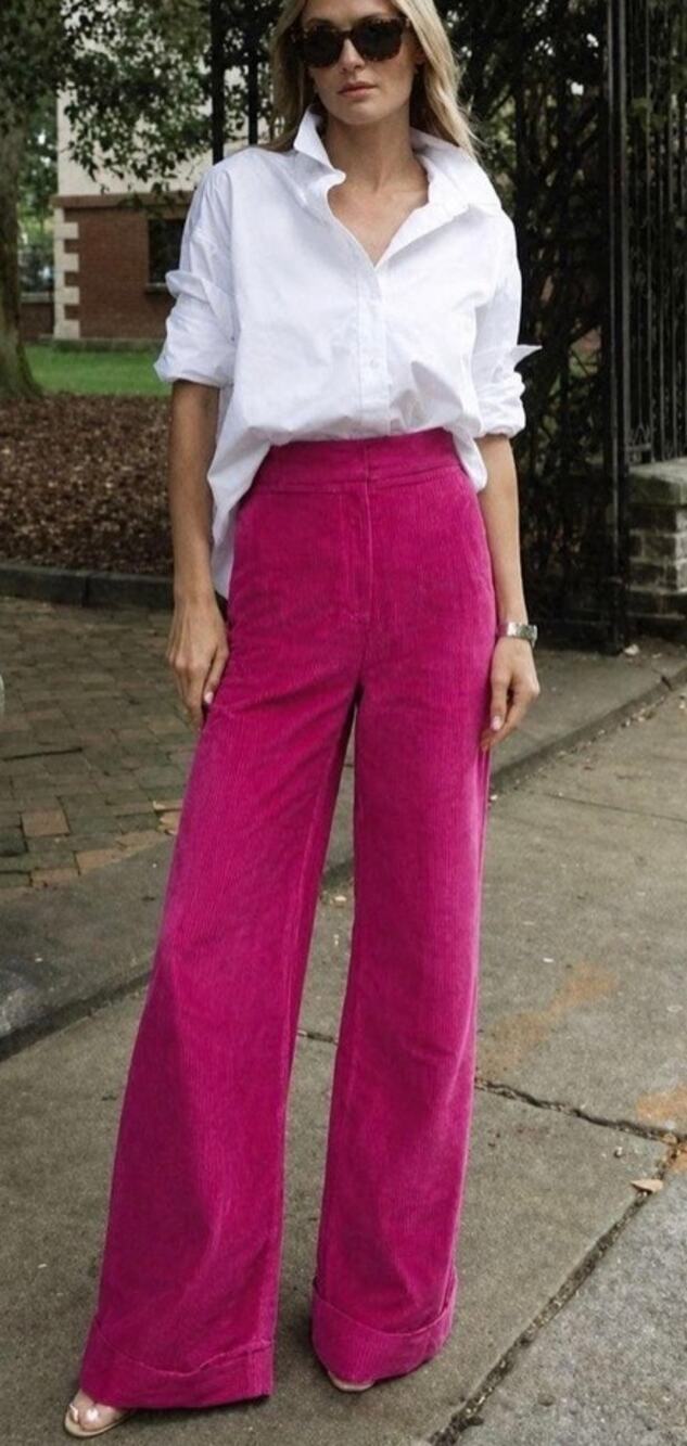 NWT Julia Amory Wide Leg Wale Corduroy Pants in Magenta Sz. XS